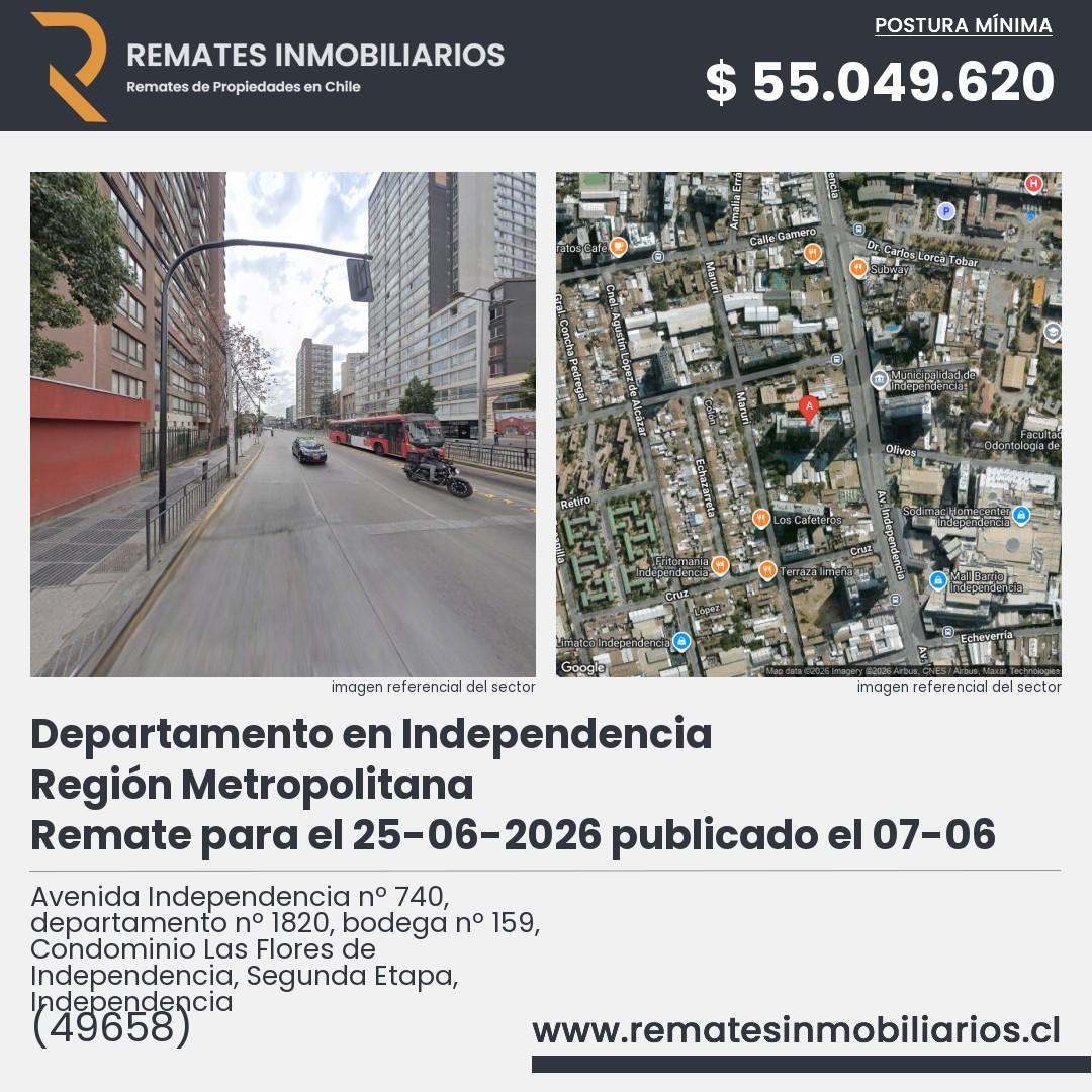Imagen ficha Avenida Independencia nº 740, departamento nº 1820, bodega nº 159, Condominio Las Flores de Independencia, Segunda Etapa, Independencia