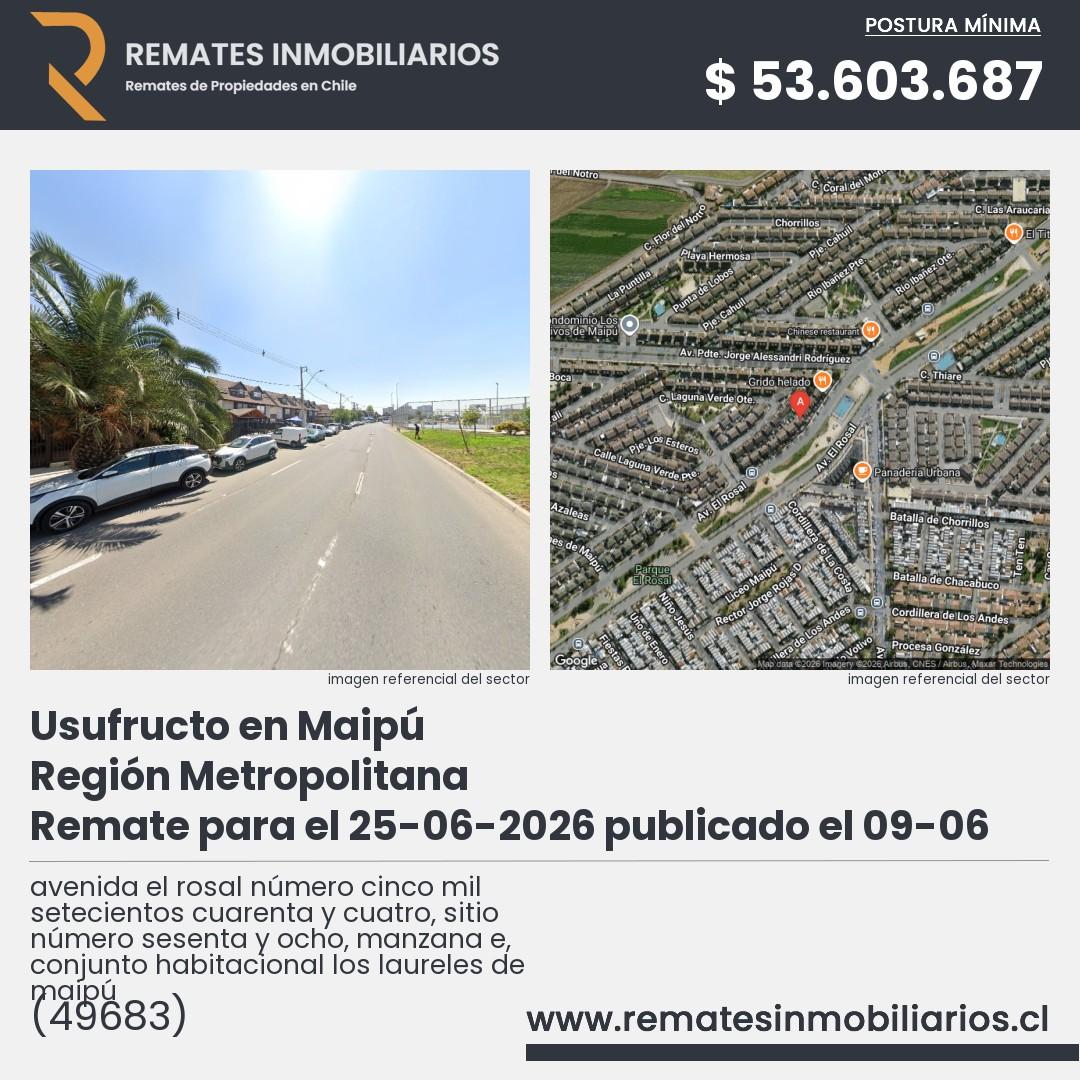 Imagen ficha avenida el rosal número cinco mil setecientos cuarenta y cuatro, sitio número sesenta y ocho, manzana e, conjunto habitacional los laureles de maipú