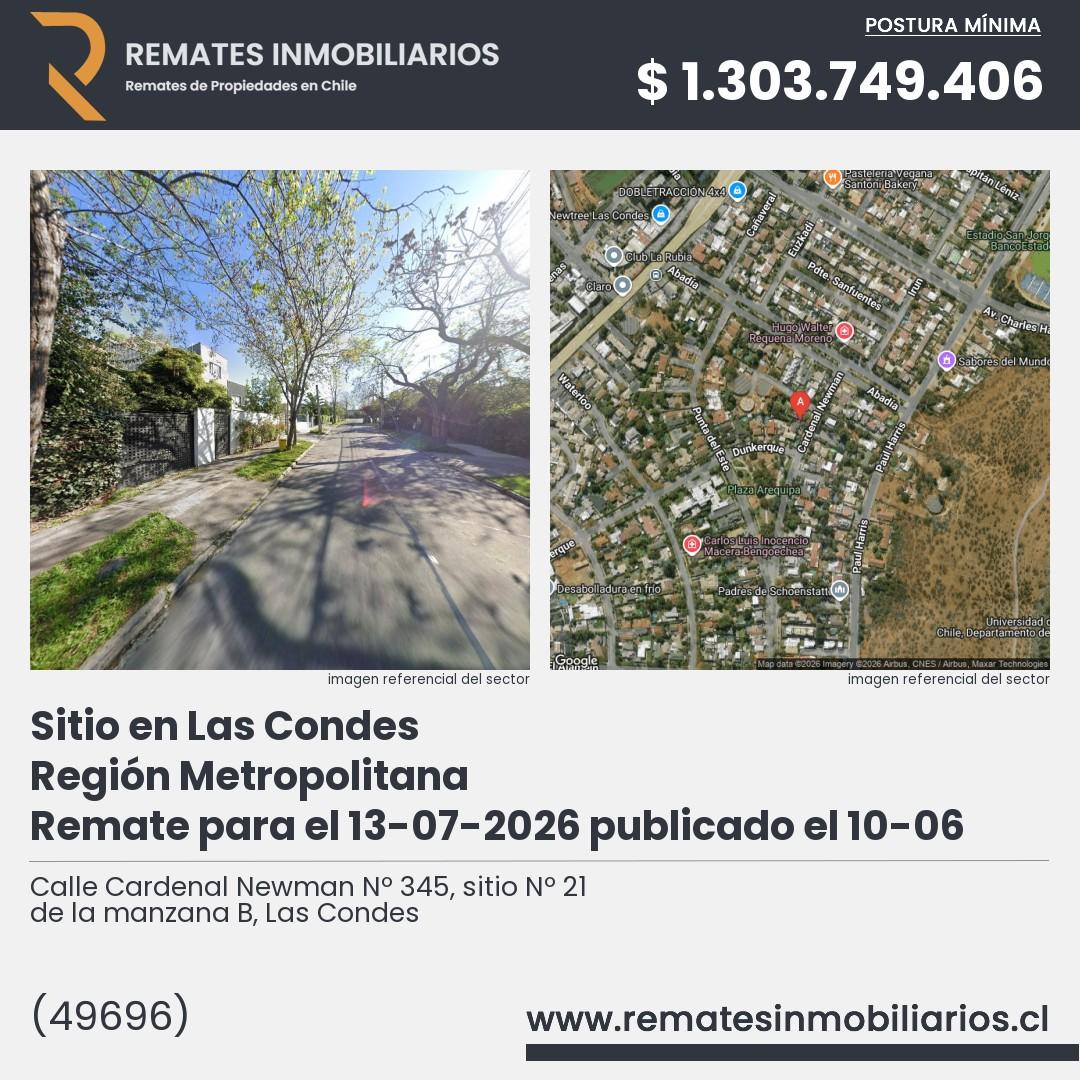 Imagen ficha Calle Cardenal Newman Nº 345, sitio Nº 21 de la manzana B, Las Condes
