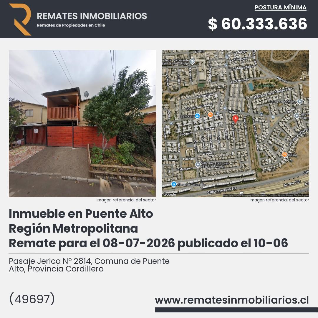 Imagen ficha Pasaje Jerico Nº 2814, Comuna de Puente Alto, Provincia Cordillera