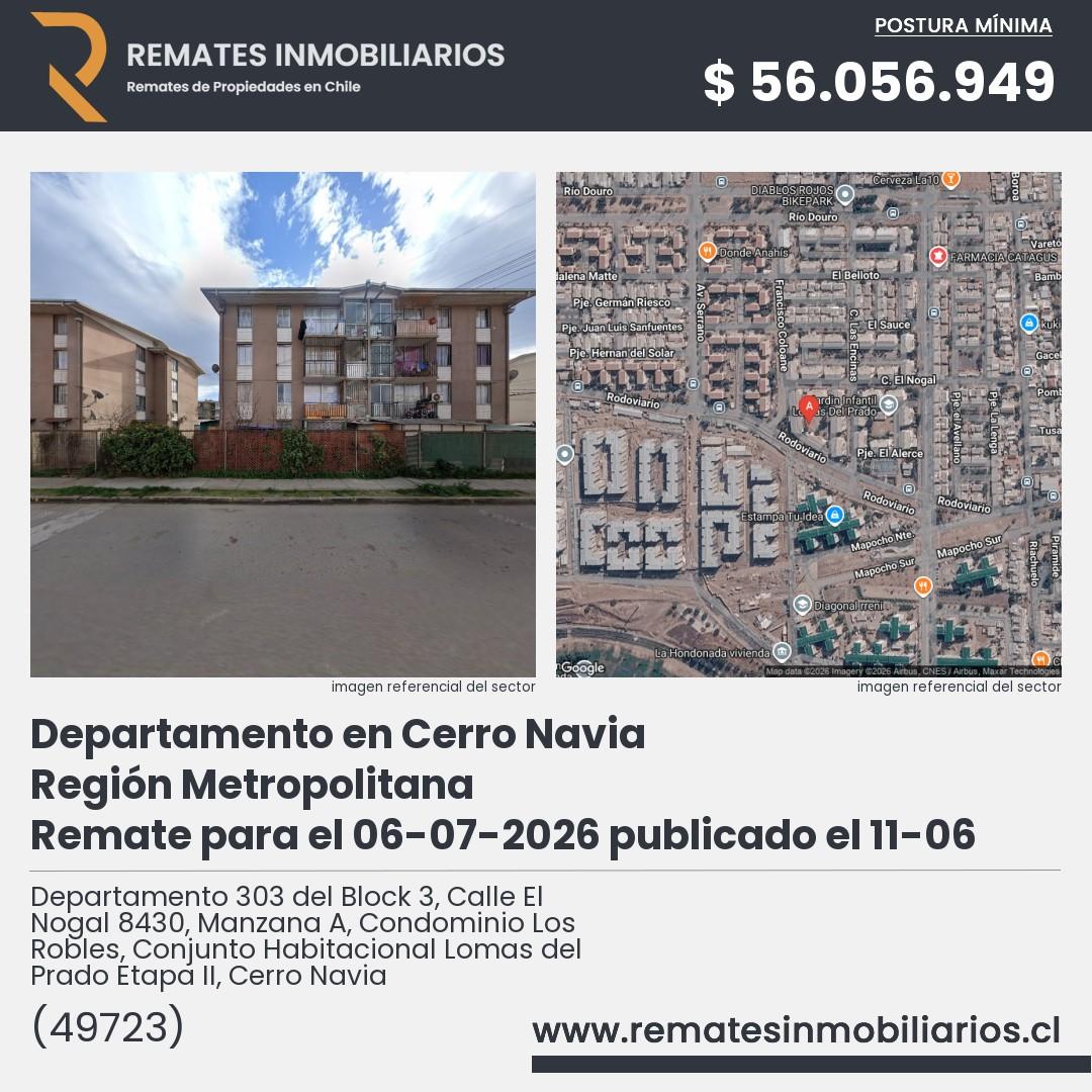 Imagen ficha Departamento 303 del Block 3, Calle El Nogal 8430, Manzana A, Condominio Los Robles, Conjunto Habitacional Lomas del Prado Etapa II, Cerro Navia