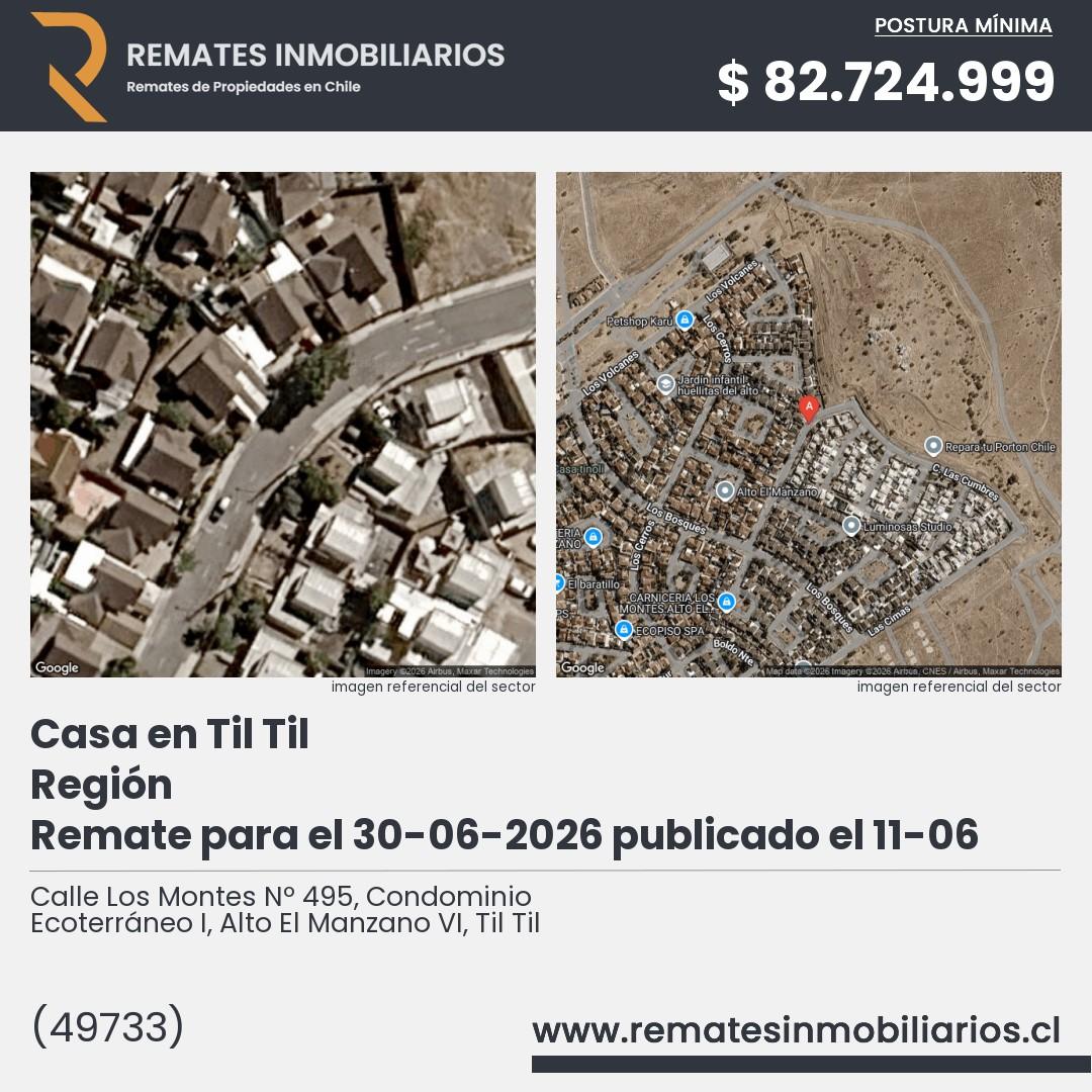 Imagen ficha Calle Los Montes Nº 495, Condominio Ecoterráneo I, Alto El Manzano VI, Til Til