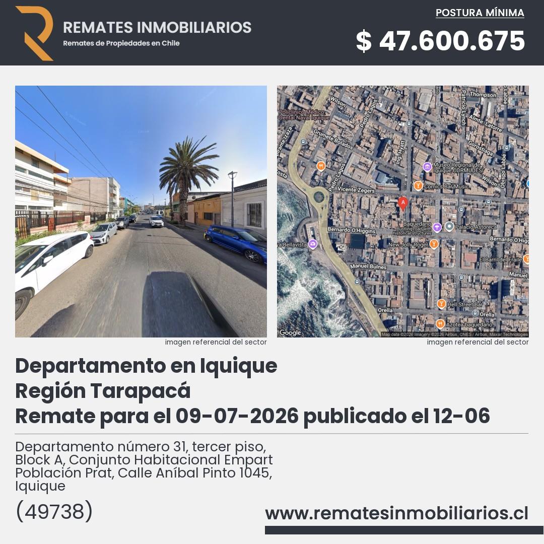 Imagen ficha Departamento número 31, tercer piso, Block A, Conjunto Habitacional Empart Población Prat, Calle Aníbal Pinto 1045, Iquique