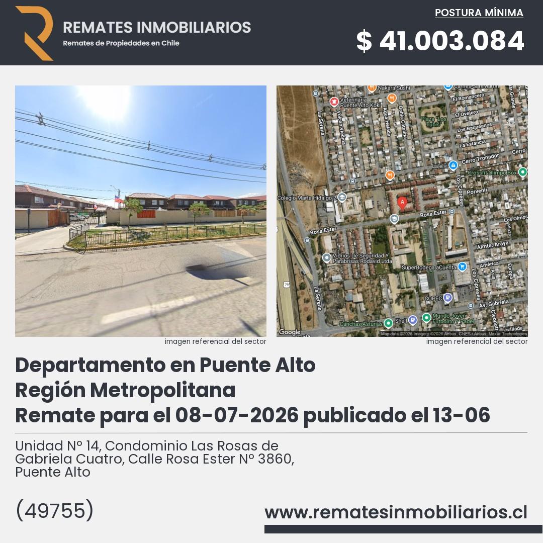 Imagen ficha Unidad Nº 14, Condominio Las Rosas de Gabriela Cuatro, Calle Rosa Ester Nº 3860, Puente Alto