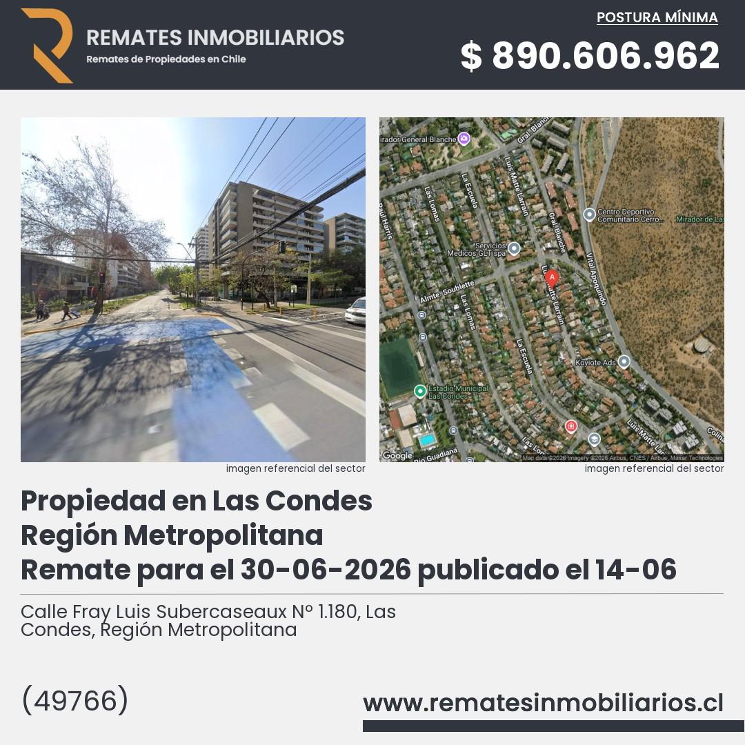 Imagen ficha Calle Fray Luis Subercaseaux Nº 1.180, Las Condes, Región Metropolitana