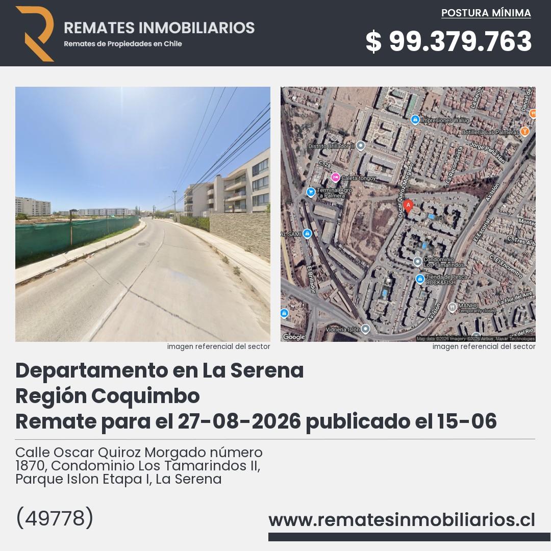 Imagen ficha Calle Oscar Quiroz Morgado número 1870, Condominio Los Tamarindos II, Parque Islon Etapa I, La Serena