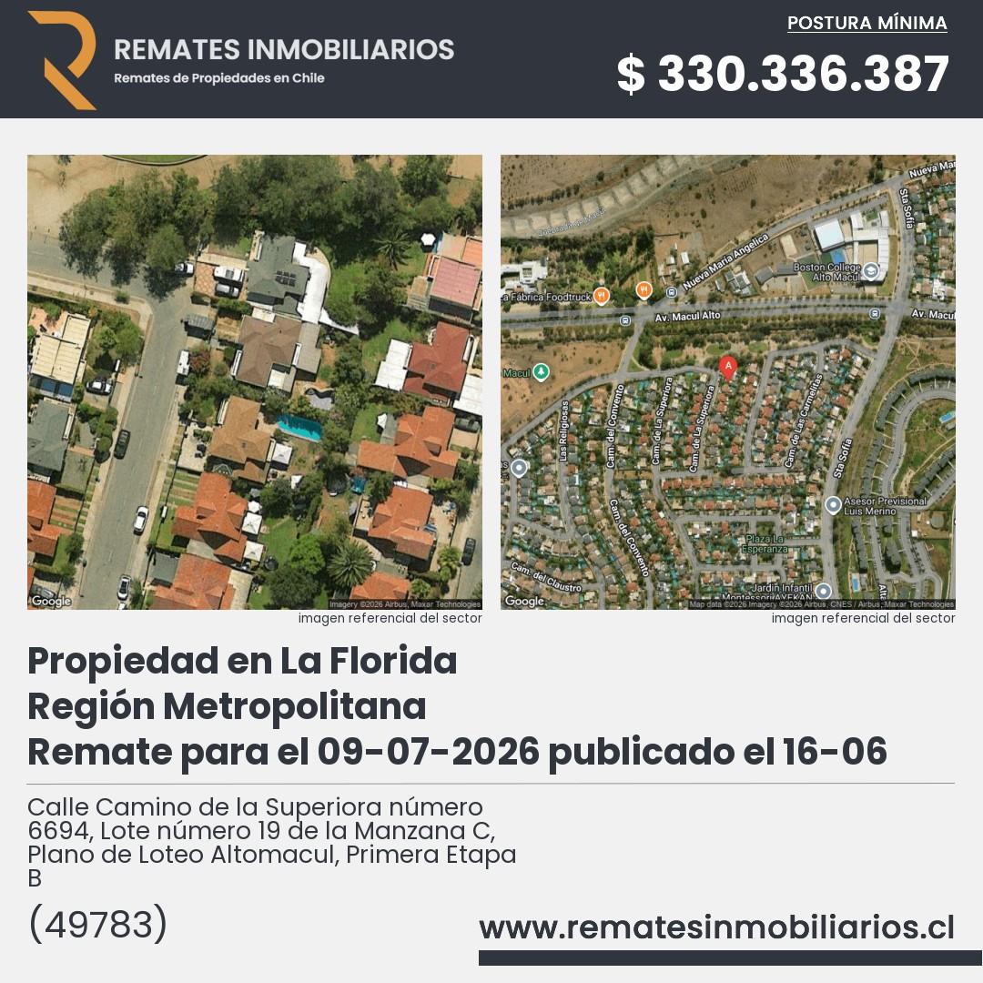 Imagen ficha Calle Camino de la Superiora número 6694, Lote número 19 de la Manzana C, Plano de Loteo Altomacul, Primera Etapa B
