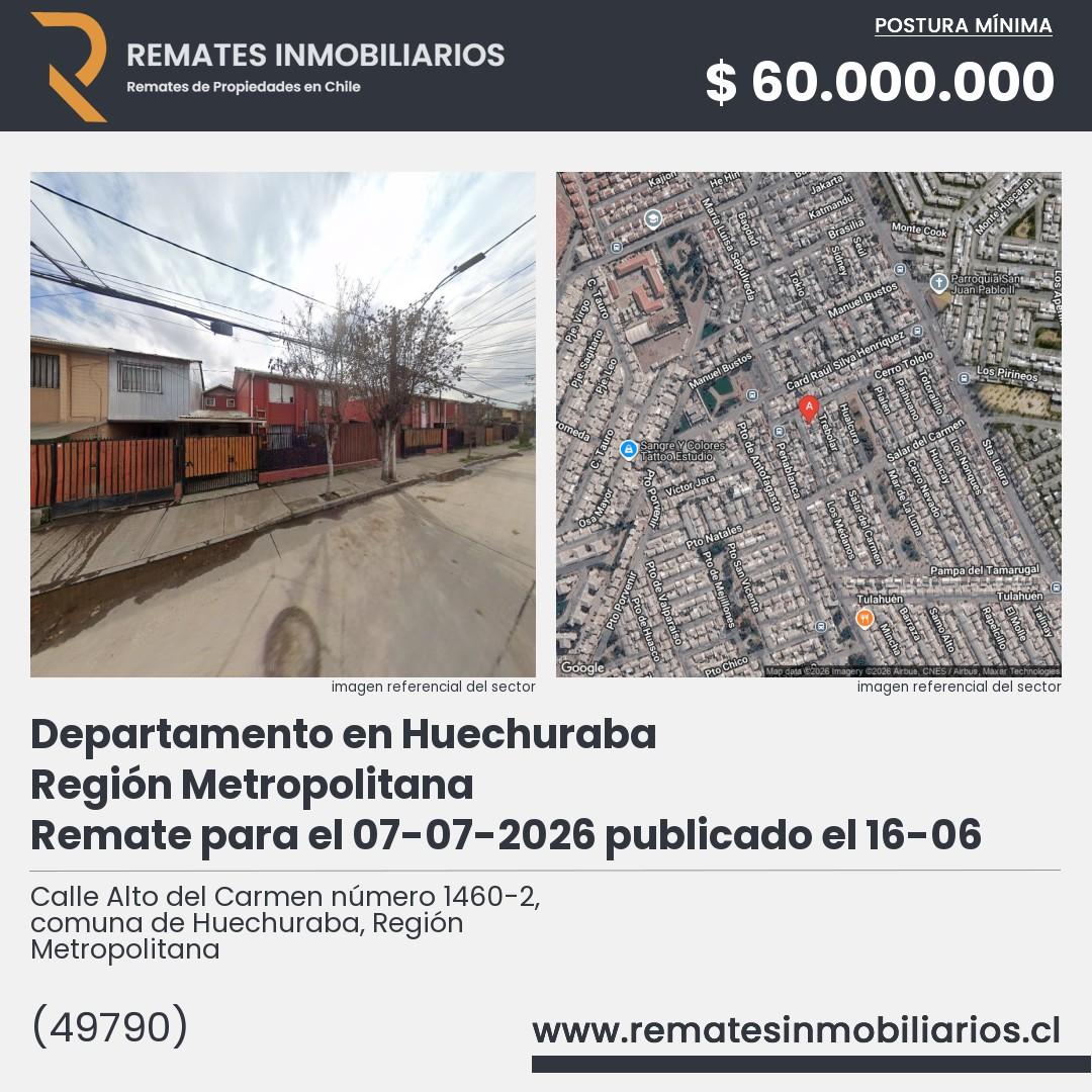 Imagen ficha Calle Alto del Carmen número 1460-2, comuna de Huechuraba, Región Metropolitana