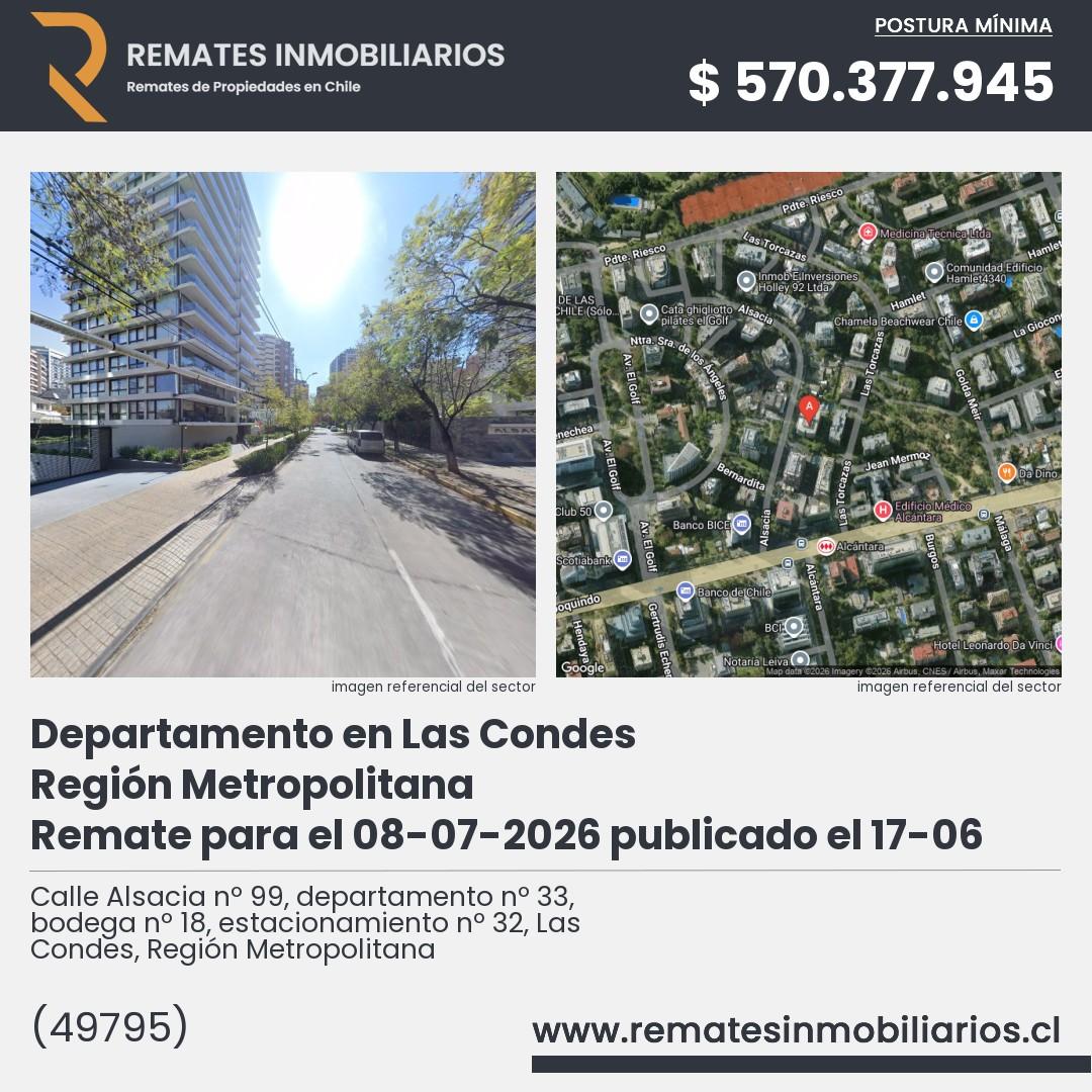 Imagen ficha Calle Alsacia nº 99, departamento nº 33, bodega nº 18, estacionamiento nº 32, Las Condes, Región Metropolitana