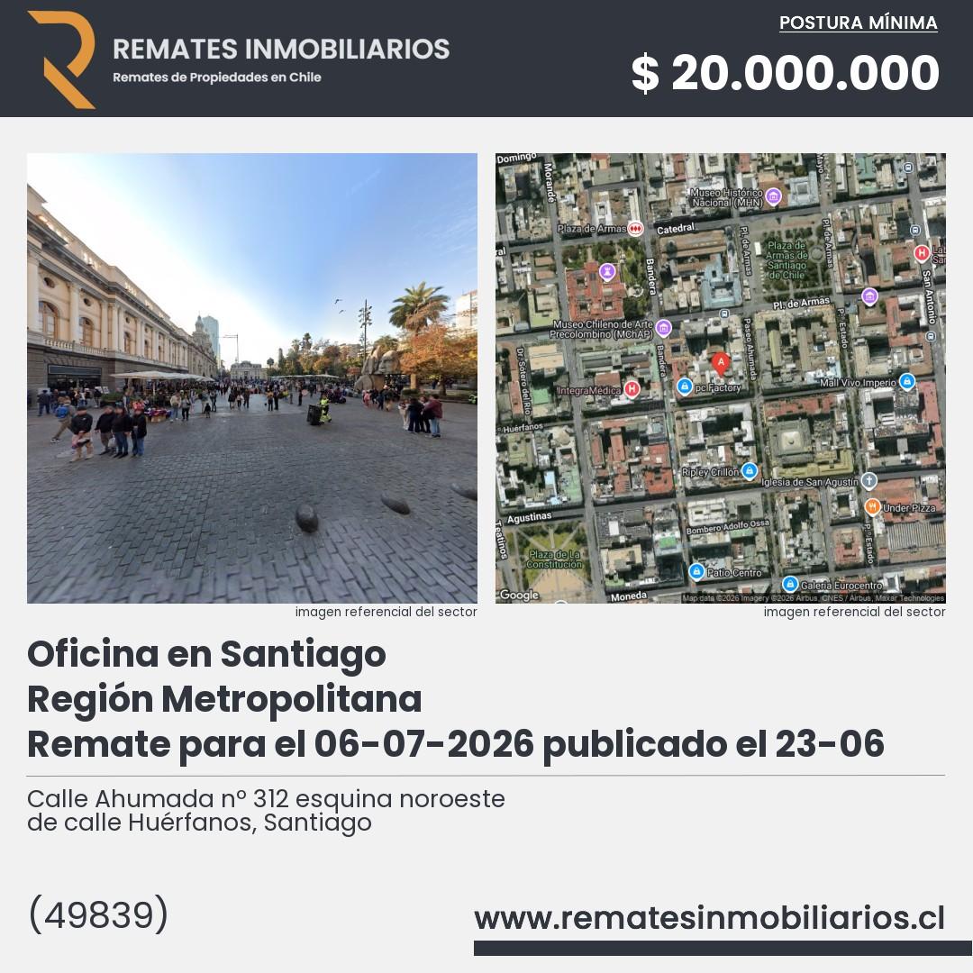 Imagen ficha Calle Ahumada nº 312 esquina noroeste de calle Huérfanos, Santiago