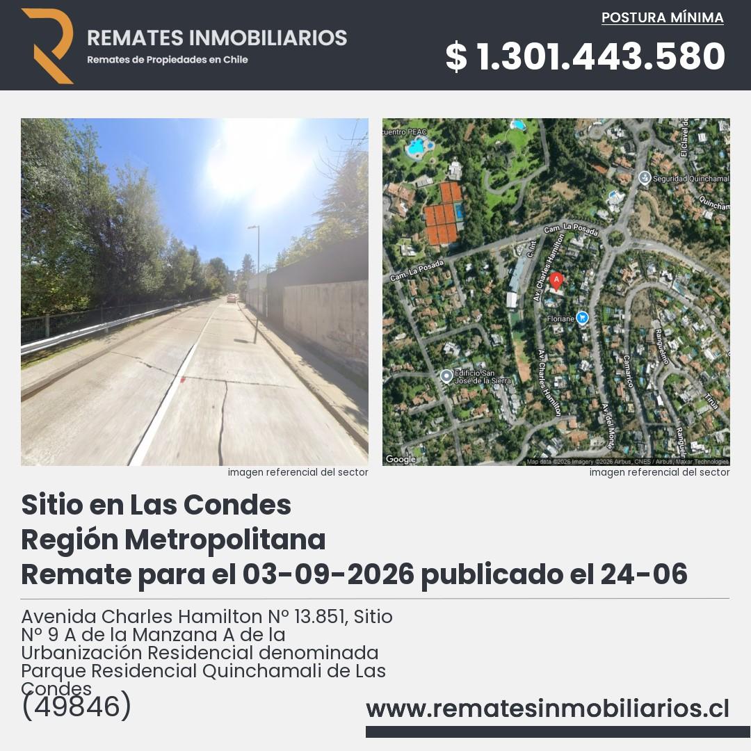 Imagen ficha Avenida Charles Hamilton Nº 13.851, Sitio Nº 9 A de la Manzana A de la Urbanización Residencial denominada Parque Residencial Quinchamali de Las Condes