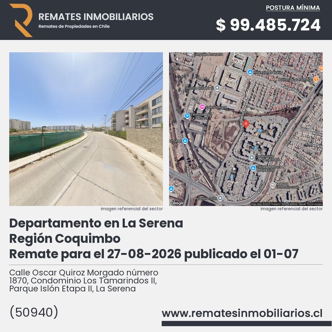 Imagen ficha Calle Oscar Quiroz Morgado número 1870, Condominio Los Tamarindos II, Parque Islón Etapa II, La Serena
