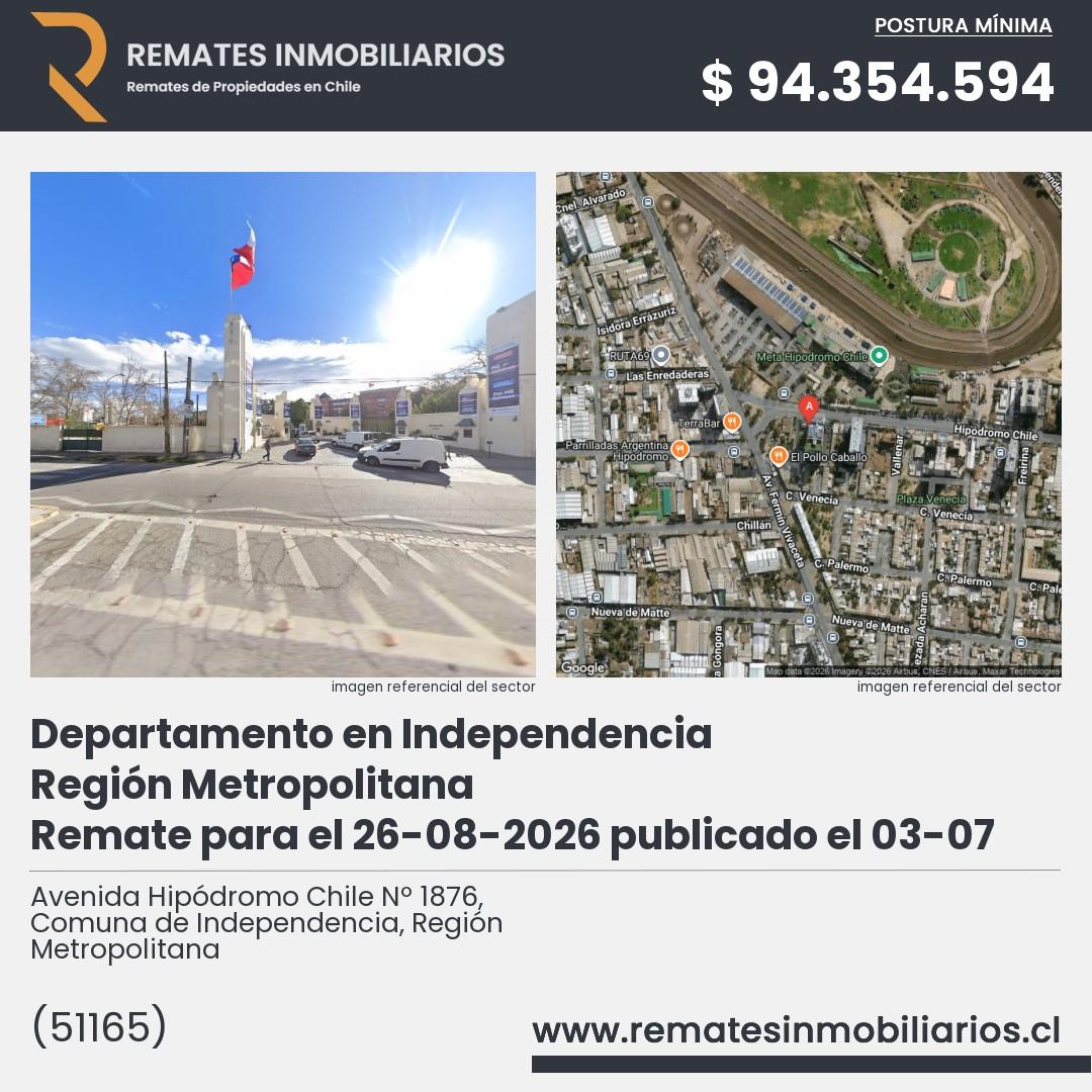 Imagen ficha Avenida Hipódromo Chile Nº 1876, Comuna de Independencia, Región Metropolitana