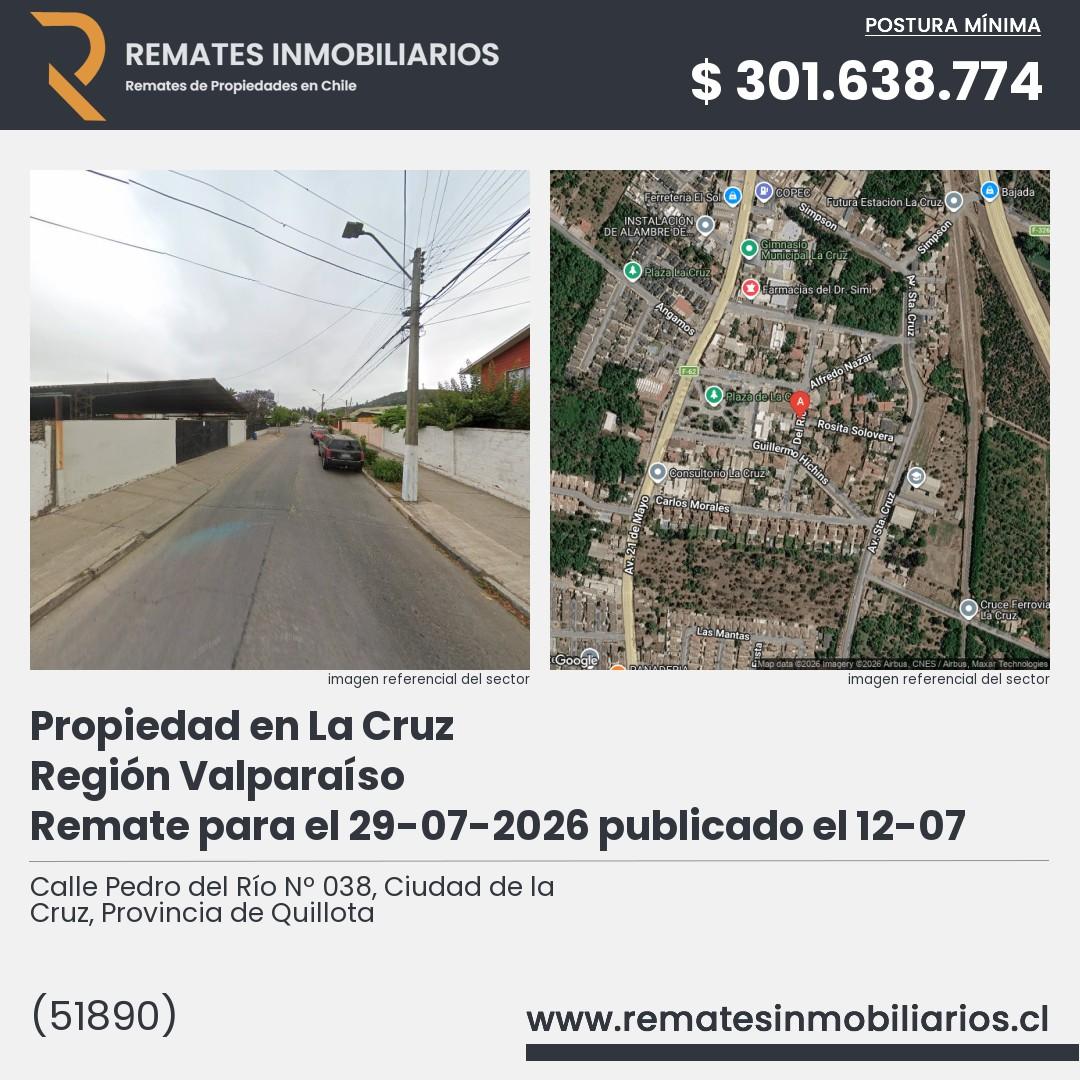 Imagen ficha Calle Pedro del Río Nº 038, Ciudad de la Cruz, Provincia de Quillota