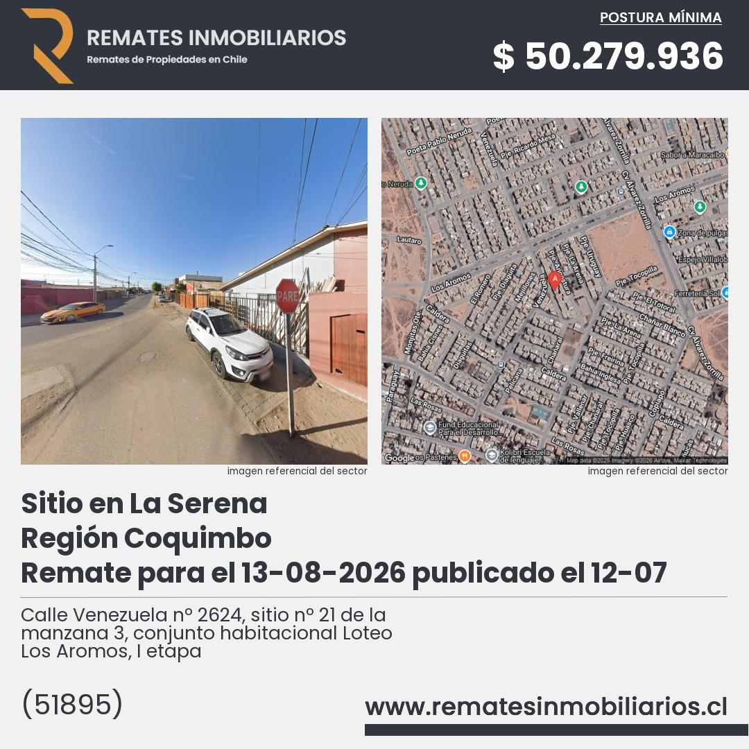 Imagen ficha Calle Venezuela nº 2624, sitio nº 21 de la manzana 3, conjunto habitacional Loteo Los Aromos, I etapa