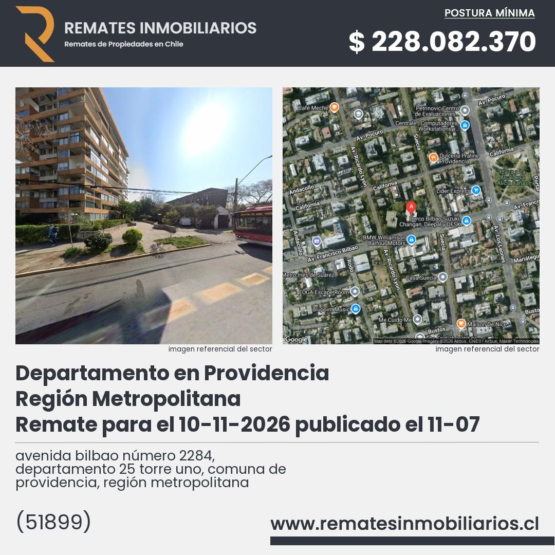 Imagen ficha avenida bilbao número 2284, departamento 25 torre uno, comuna de providencia, región metropolitana