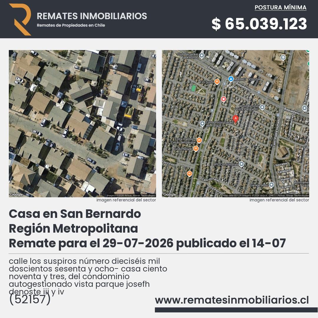 Imagen ficha calle los suspiros número dieciséis mil doscientos sesenta y ocho- casa ciento noventa y tres, del condominio autogestionado vista parque josefh denoste iii y iv
