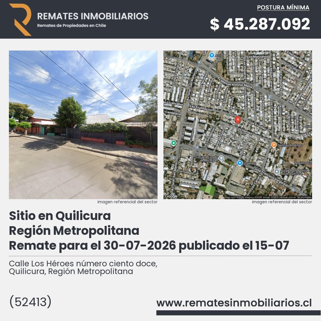 Imagen ficha Calle Los Héroes número ciento doce, Quilicura, Región Metropolitana