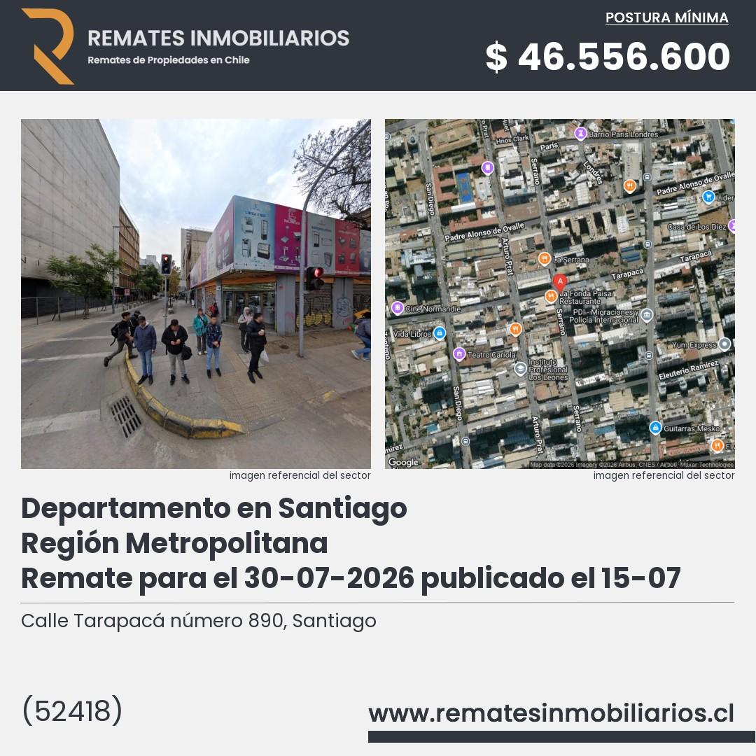 Imagen ficha Calle Tarapacá número 890, Santiago