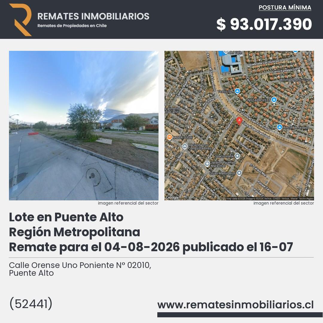 Imagen ficha Calle Orense Uno Poniente N° 02010, Puente Alto