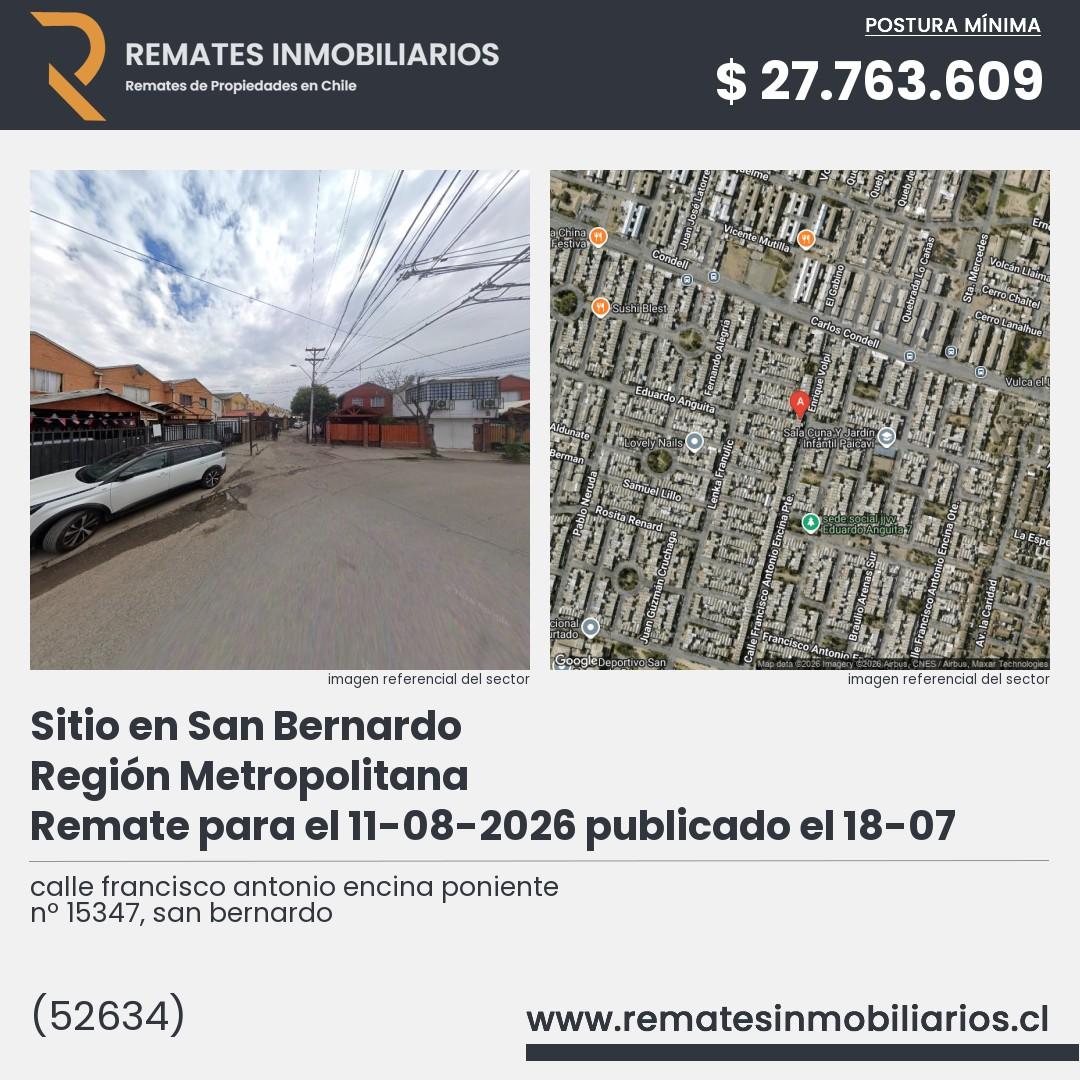 Imagen ficha calle francisco antonio encina poniente nº 15347, san bernardo