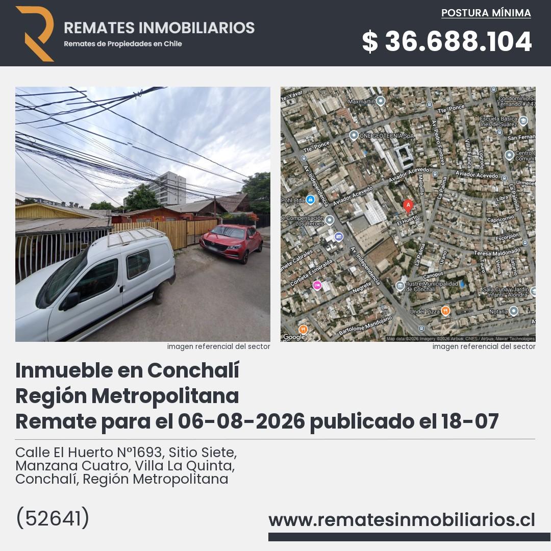 Imagen ficha Calle El Huerto N°1693, Sitio Siete, Manzana Cuatro, Villa La Quinta, Conchalí, Región Metropolitana