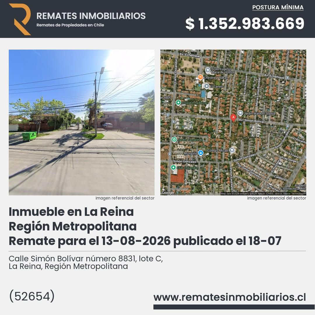 Imagen ficha Calle Simón Bolívar número 8831, lote C, La Reina, Región Metropolitana