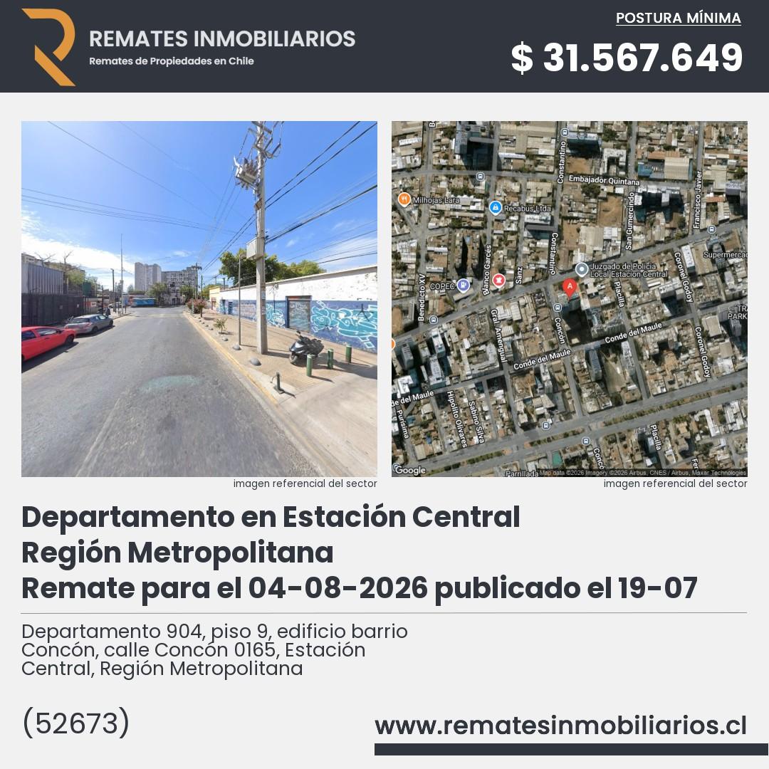 Imagen ficha Departamento 904, piso 9, edificio barrio Concón, calle Concón 0165, Estación Central, Región Metropolitana