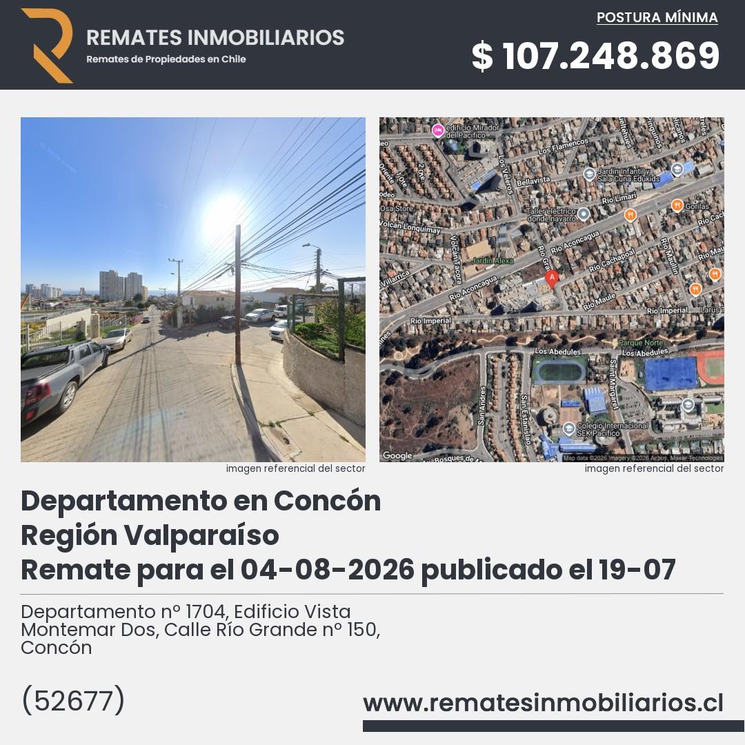 Imagen ficha Departamento nº 1704, Edificio Vista Montemar Dos, Calle Río Grande nº 150, Concón