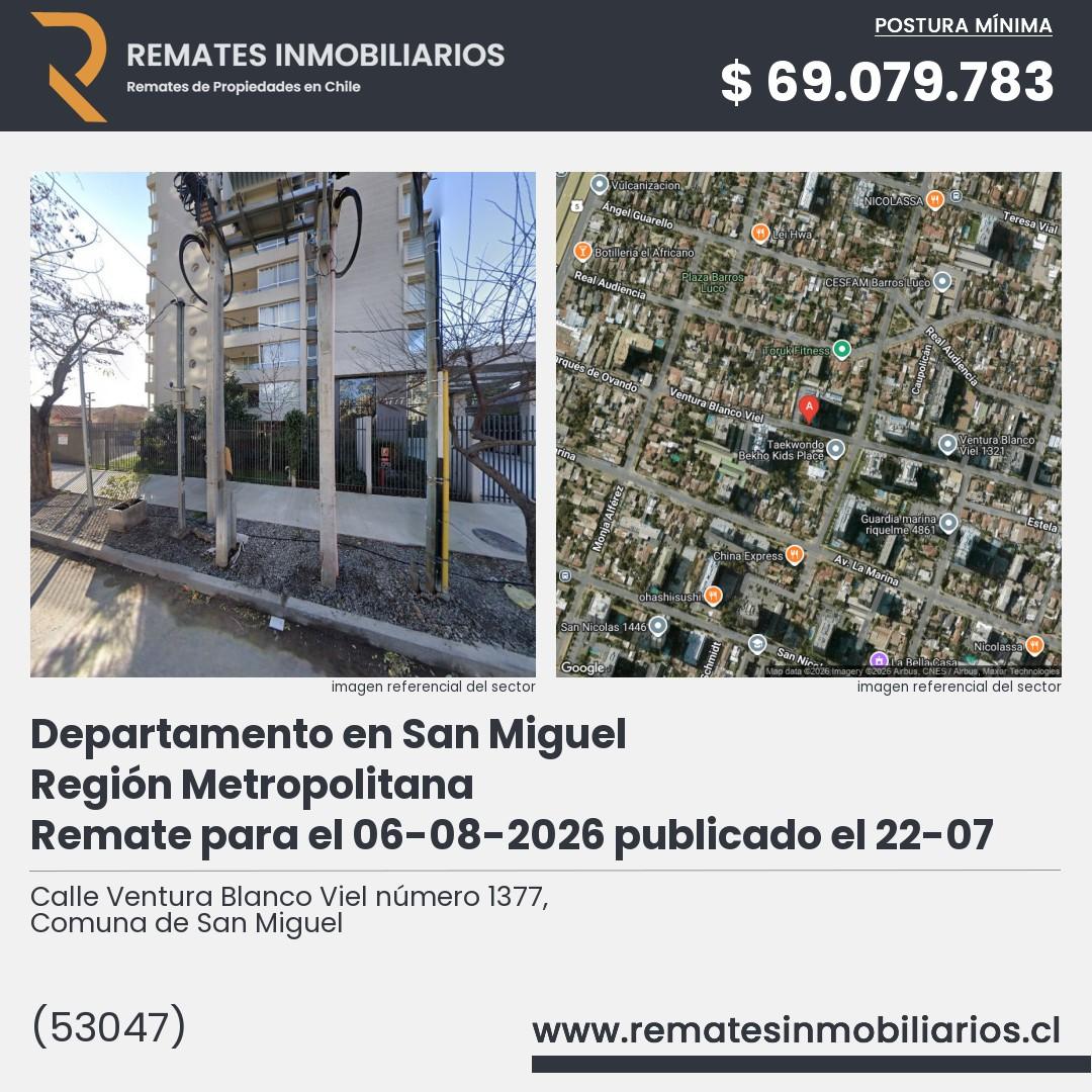 Imagen ficha Calle Ventura Blanco Viel número 1377, Comuna de San Miguel
