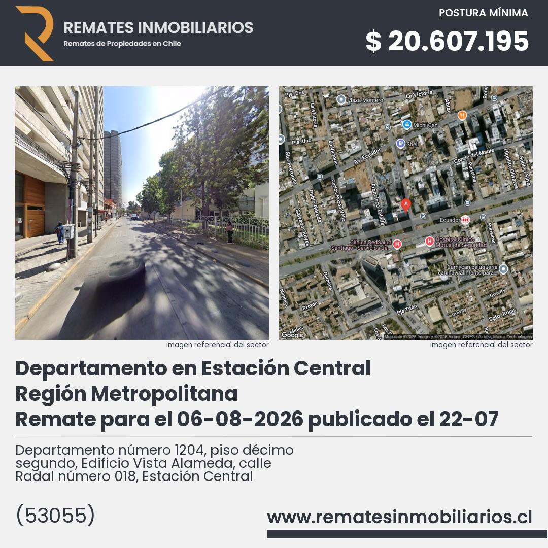 Imagen ficha Departamento número 1204, piso décimo segundo, Edificio Vista Alameda, calle Radal número 018, Estación Central