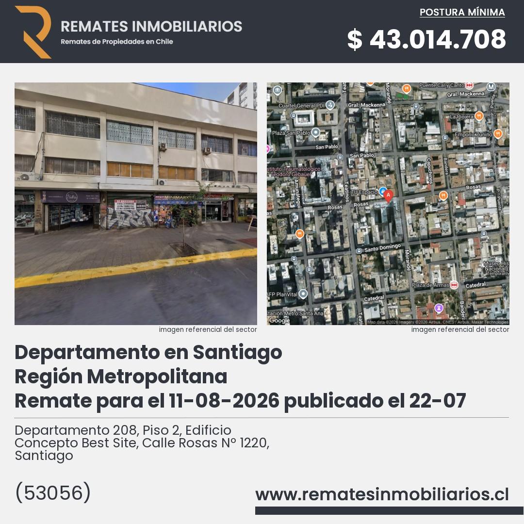 Imagen ficha Departamento 208, Piso 2, Edificio Concepto Best Site, Calle Rosas Nº 1220, Santiago