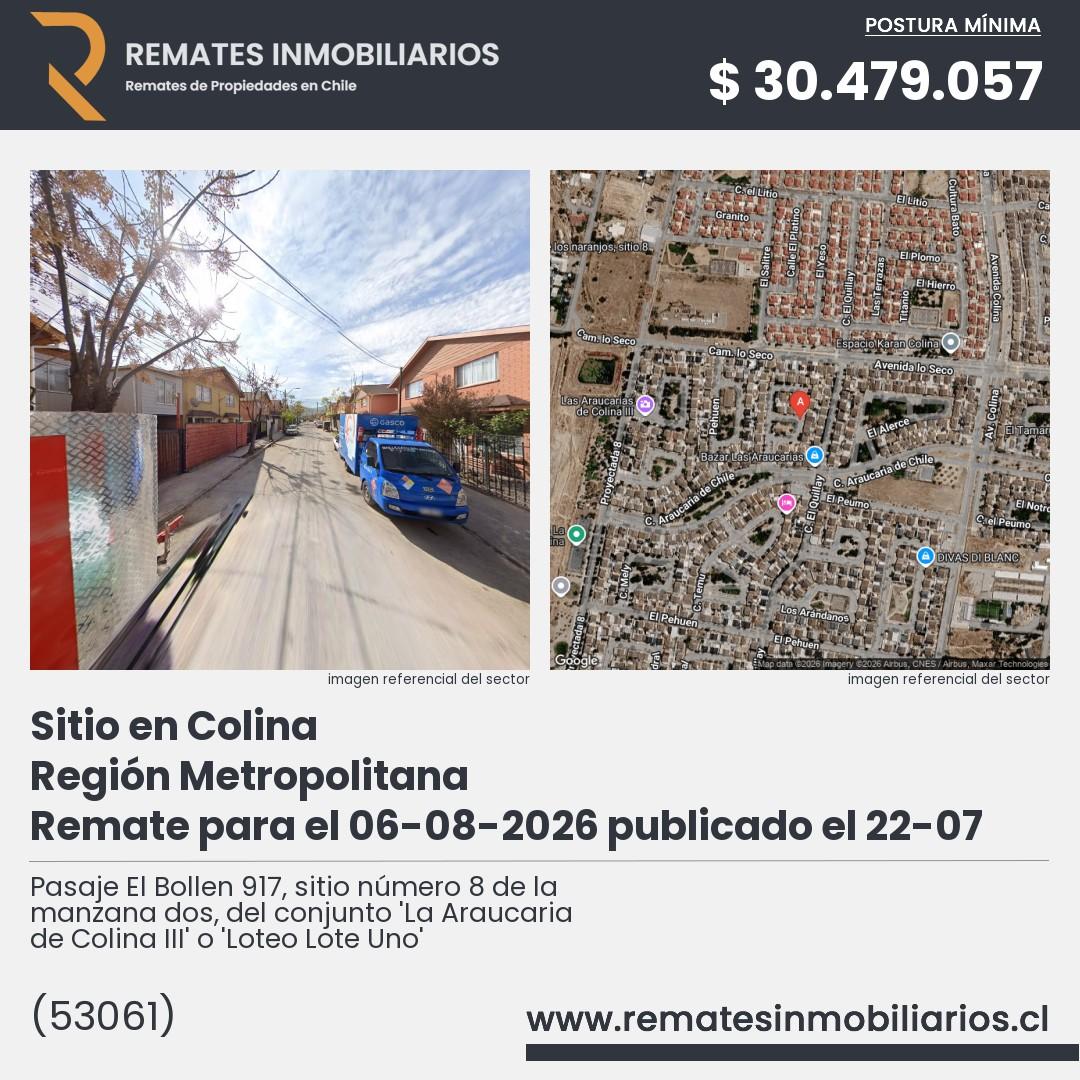 Imagen ficha Pasaje El Bollen 917, sitio número 8 de la manzana dos, del conjunto 
