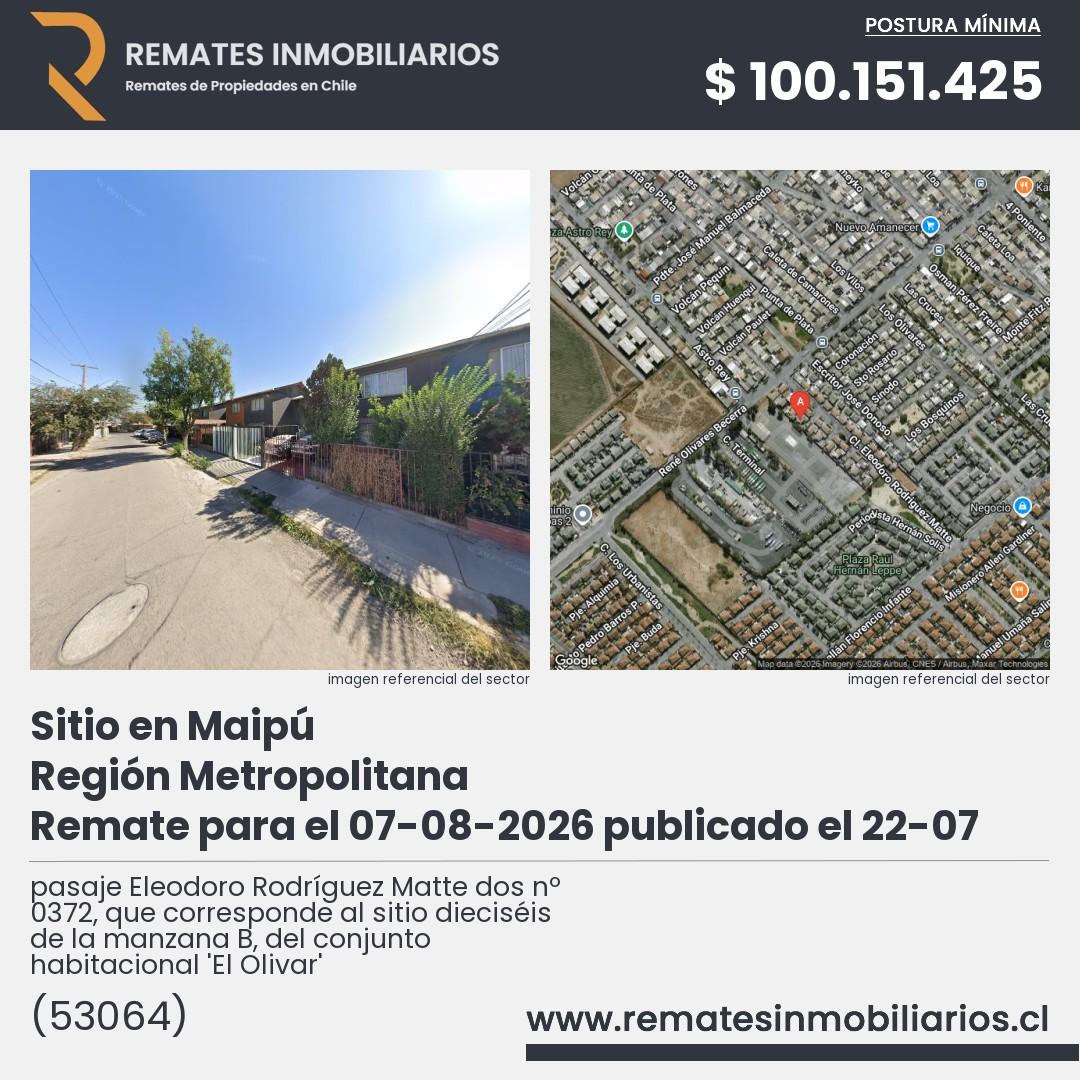 Imagen ficha pasaje Eleodoro Rodríguez Matte dos nº 0372, que corresponde al sitio dieciséis de la manzana B, del conjunto habitacional 