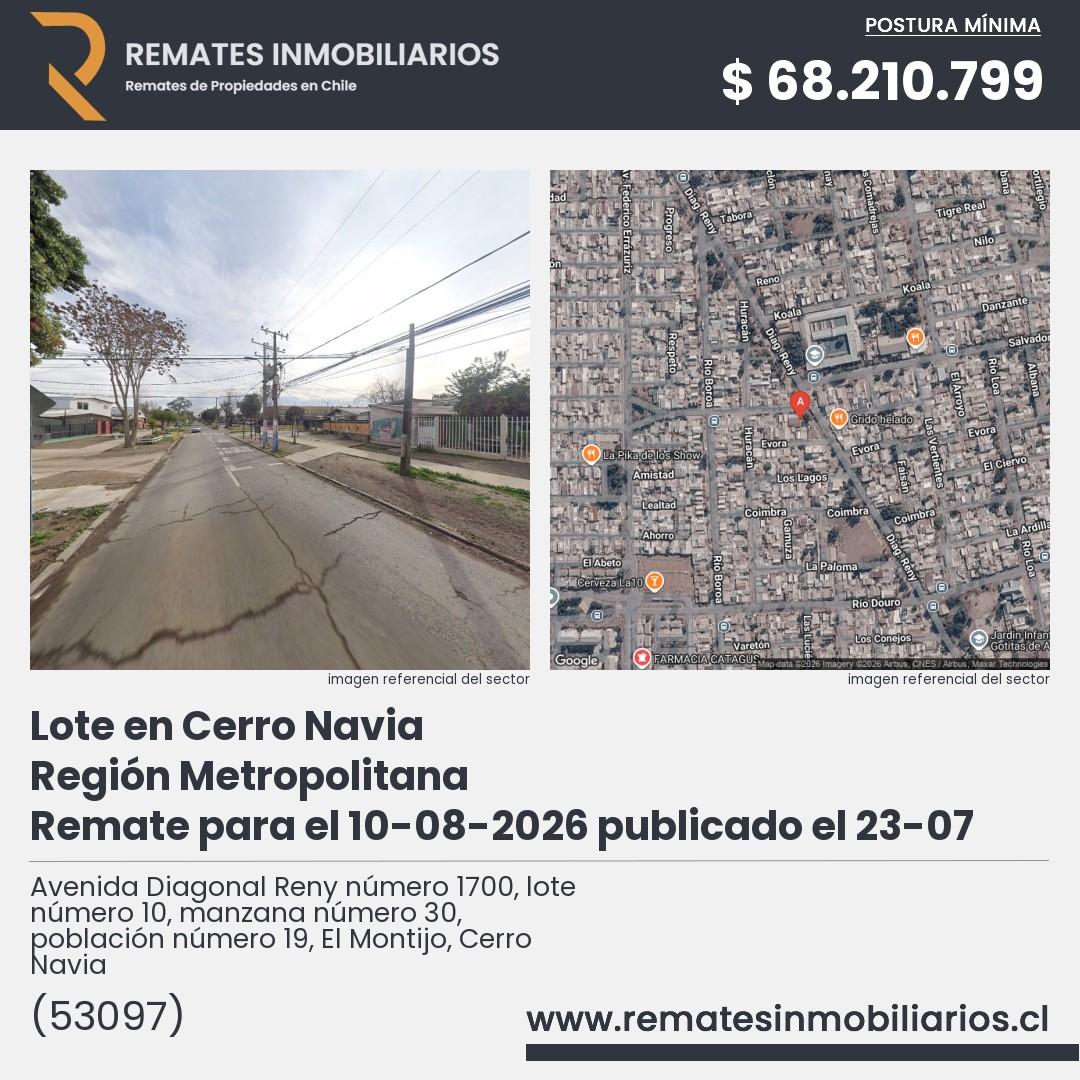 Imagen ficha Avenida Diagonal Reny número 1700, lote número 10, manzana número 30, población número 19, El Montijo, Cerro Navia