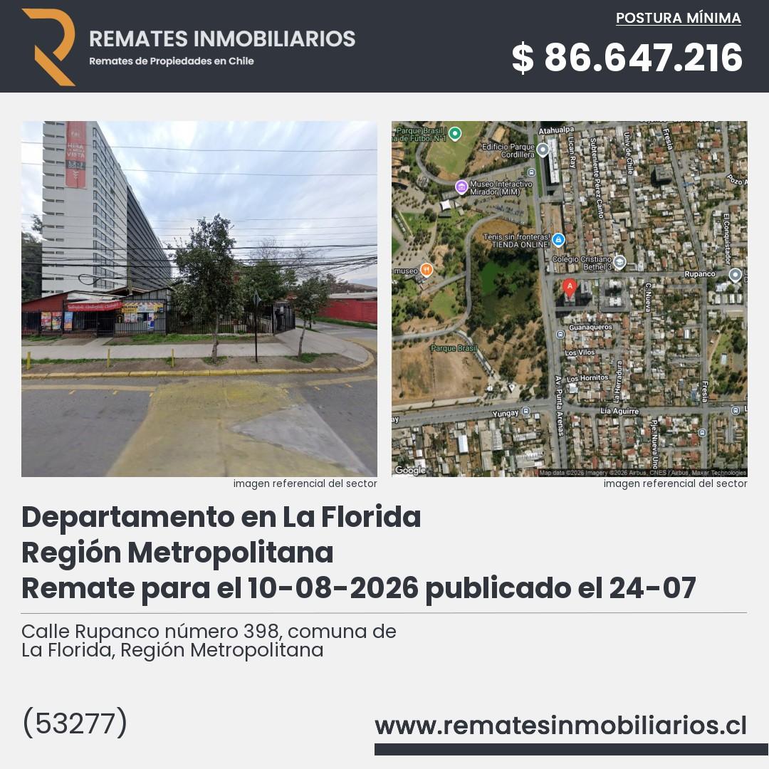 Imagen ficha Calle Rupanco número 398, comuna de La Florida, Región Metropolitana