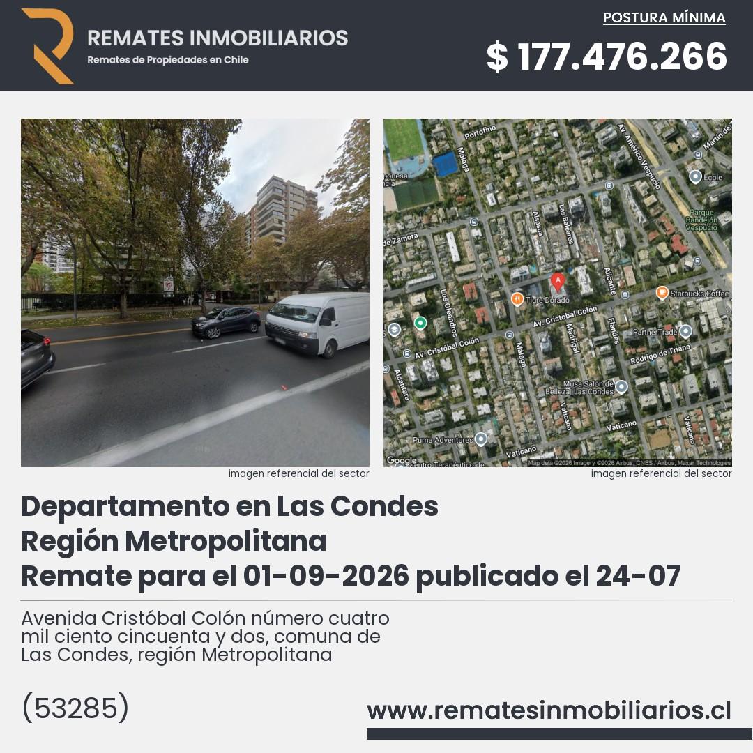 Imagen ficha Avenida Cristóbal Colón número cuatro mil ciento cincuenta y dos, comuna de Las Condes, región Metropolitana
