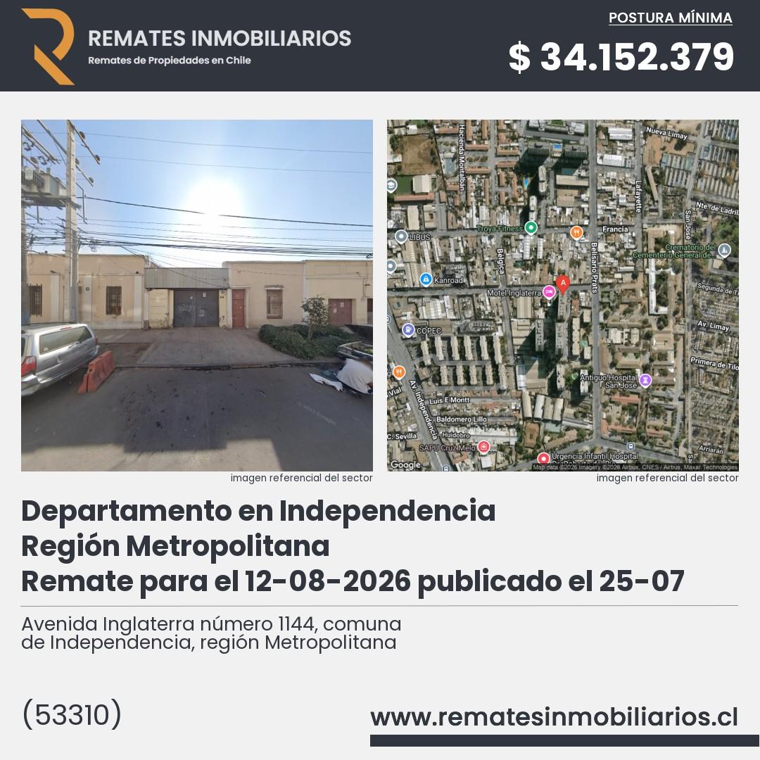 Imagen ficha Avenida Inglaterra número 1144, comuna de Independencia, región Metropolitana