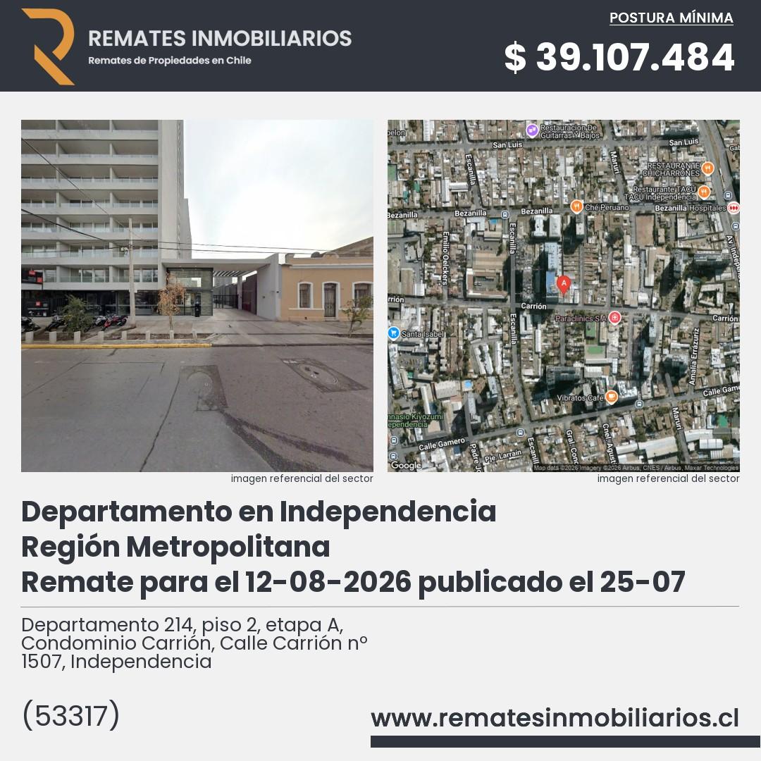 Imagen ficha Departamento 214, piso 2, etapa A, Condominio Carrión, Calle Carrión nº 1507, Independencia