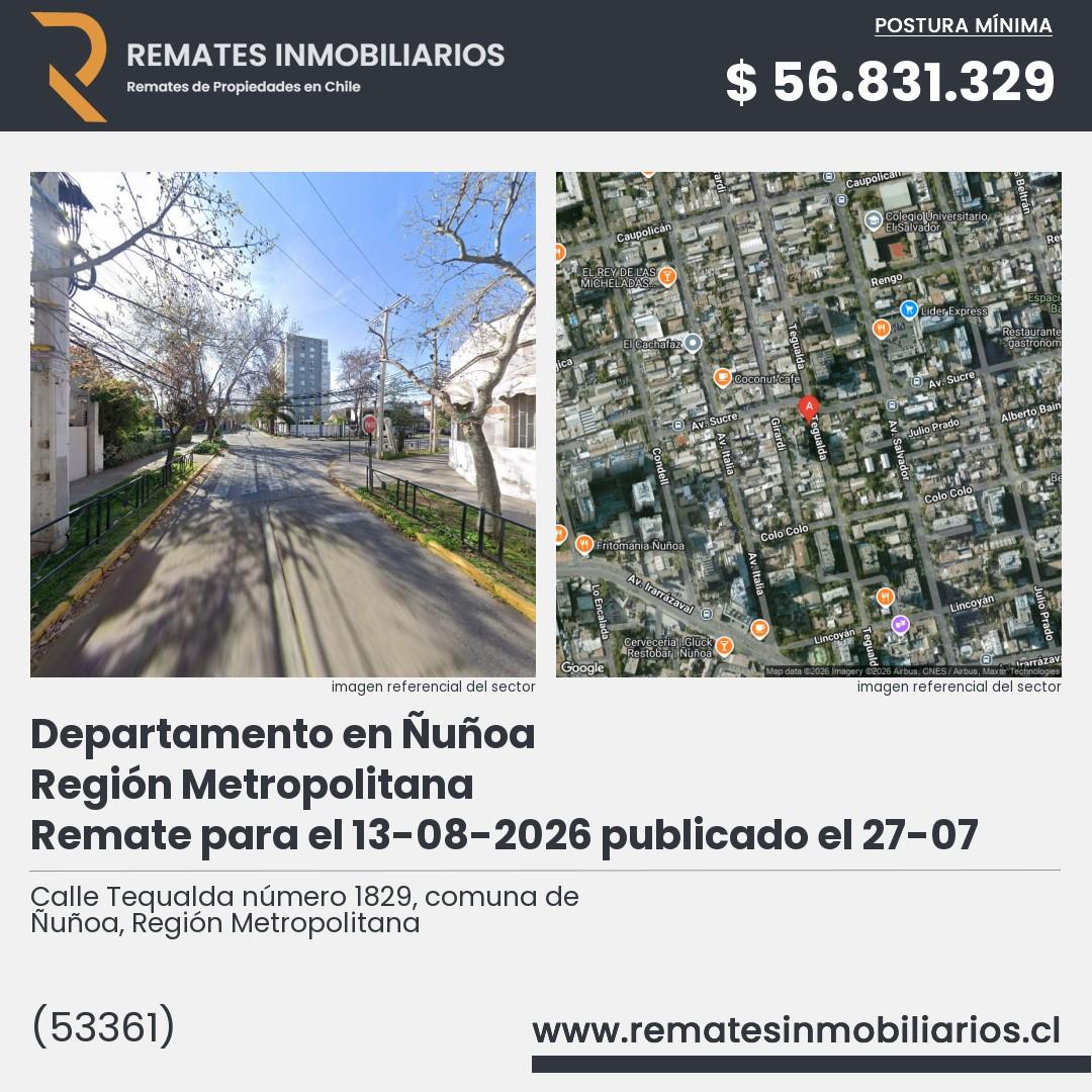 Imagen ficha Calle Tequalda número 1829, comuna de Ñuñoa, Región Metropolitana