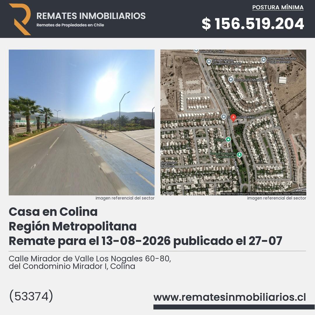 Imagen ficha Calle Mirador de Valle Los Nogales 60-80, del Condominio Mirador I, Colina