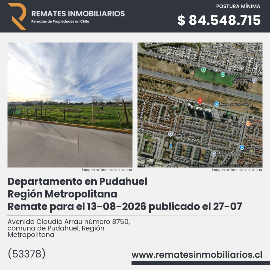 Imagen ficha Avenida Claudio Arrau número 8750, comuna de Pudahuel, Región Metropolitana