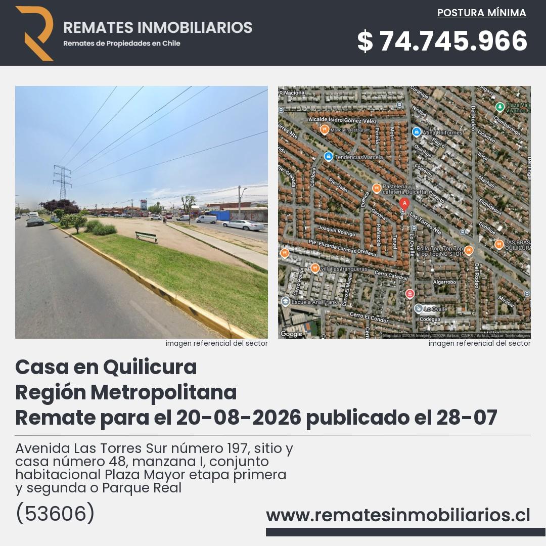 Imagen ficha Avenida Las Torres Sur número 197, sitio y casa número 48, manzana I, conjunto habitacional Plaza Mayor etapa primera y segunda o Parque Real