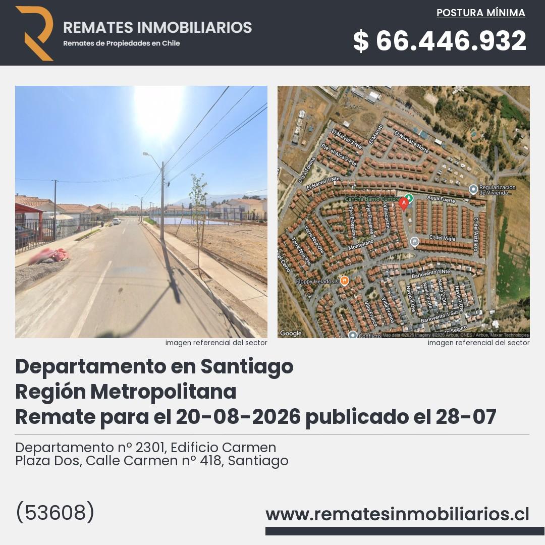 Imagen ficha Departamento nº 2301, Edificio Carmen Plaza Dos, Calle Carmen nº 418, Santiago