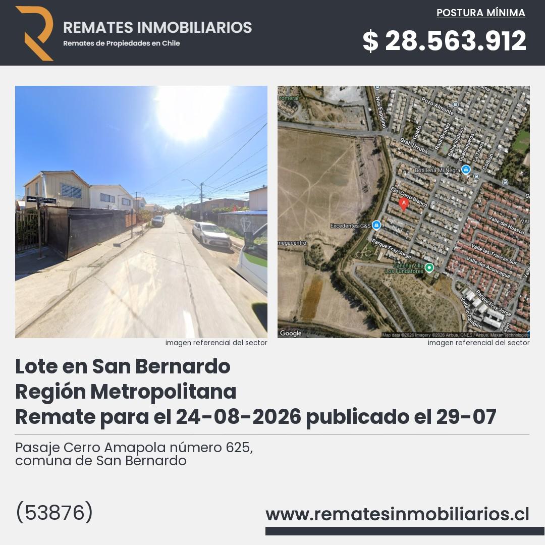 Imagen ficha Pasaje Cerro Amapola número 625, comuna de San Bernardo