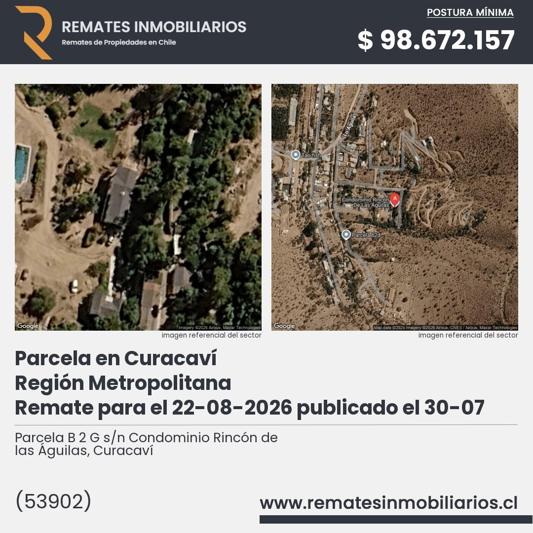 Imagen ficha Parcela B 2 G s/n Condominio Rincón de las Águilas, Curacaví