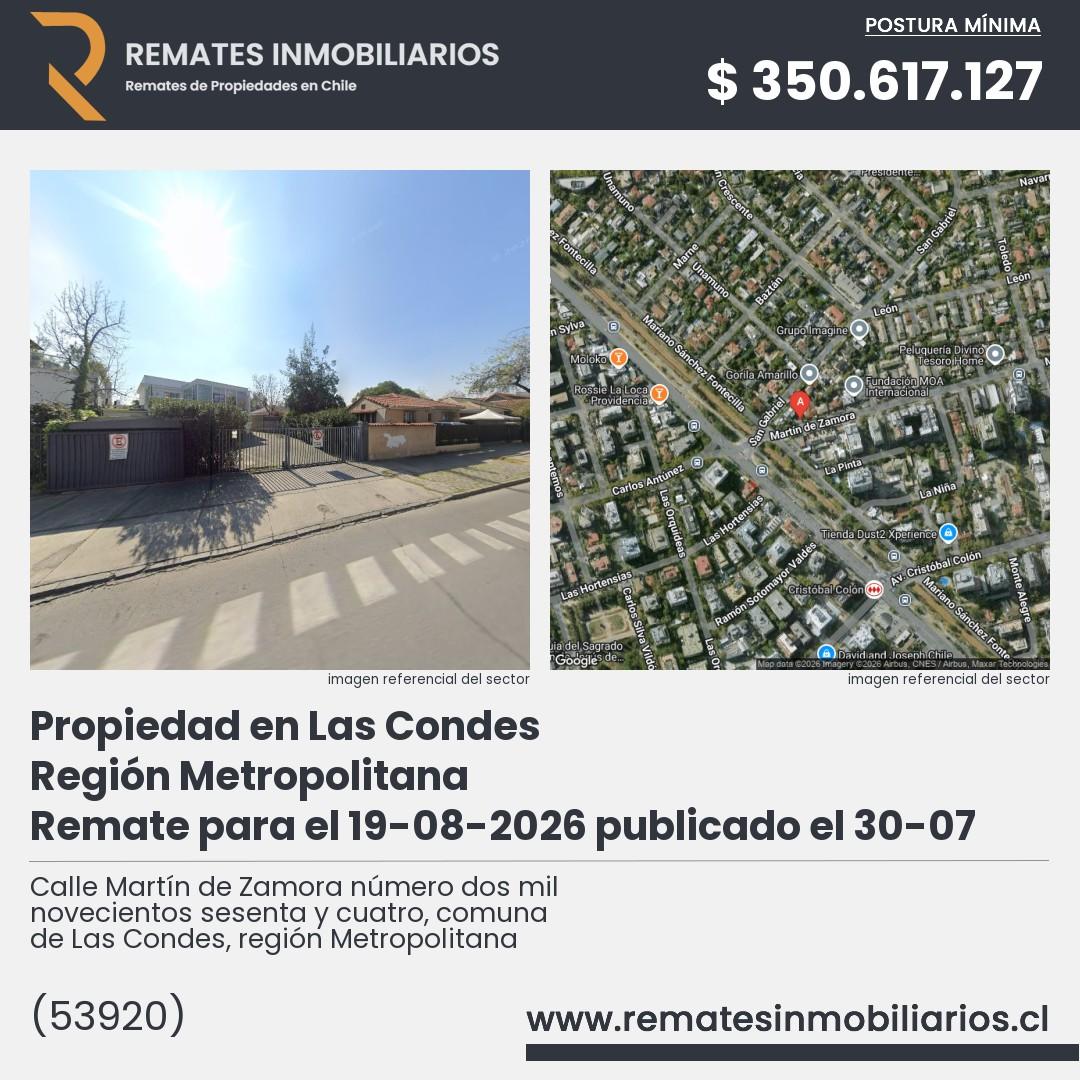 Imagen ficha Calle Martín de Zamora número dos mil novecientos sesenta y cuatro, comuna de Las Condes, región Metropolitana