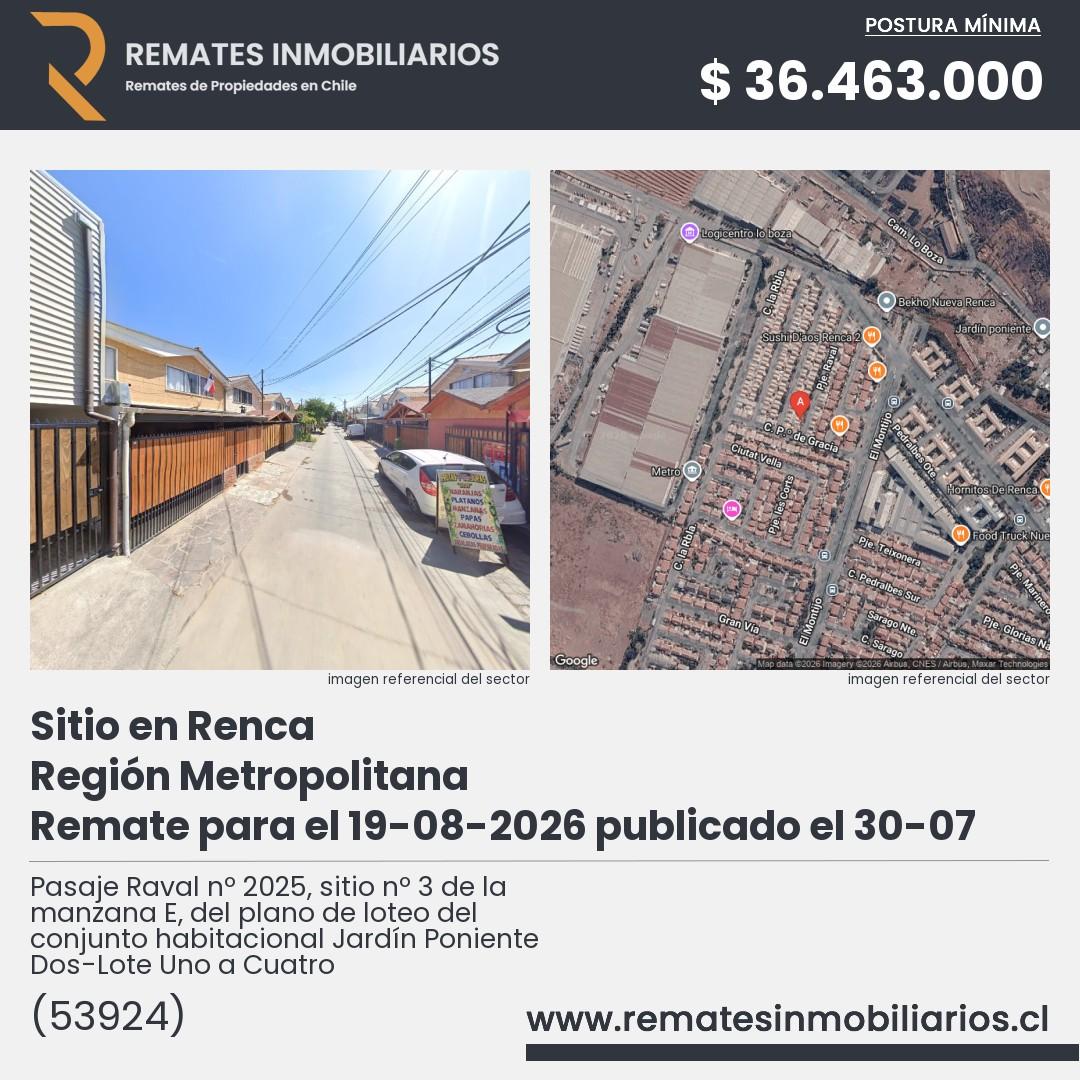 Imagen ficha Pasaje Raval nº 2025, sitio nº 3 de la manzana E, del plano de loteo del conjunto habitacional Jardín Poniente Dos-Lote Uno a Cuatro