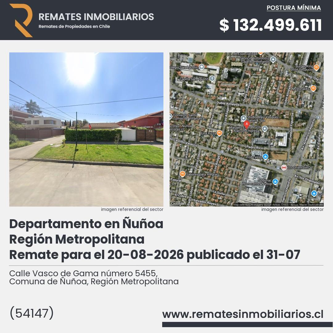 Imagen ficha Calle Vasco de Gama número 5455, Comuna de Ñuñoa, Región Metropolitana