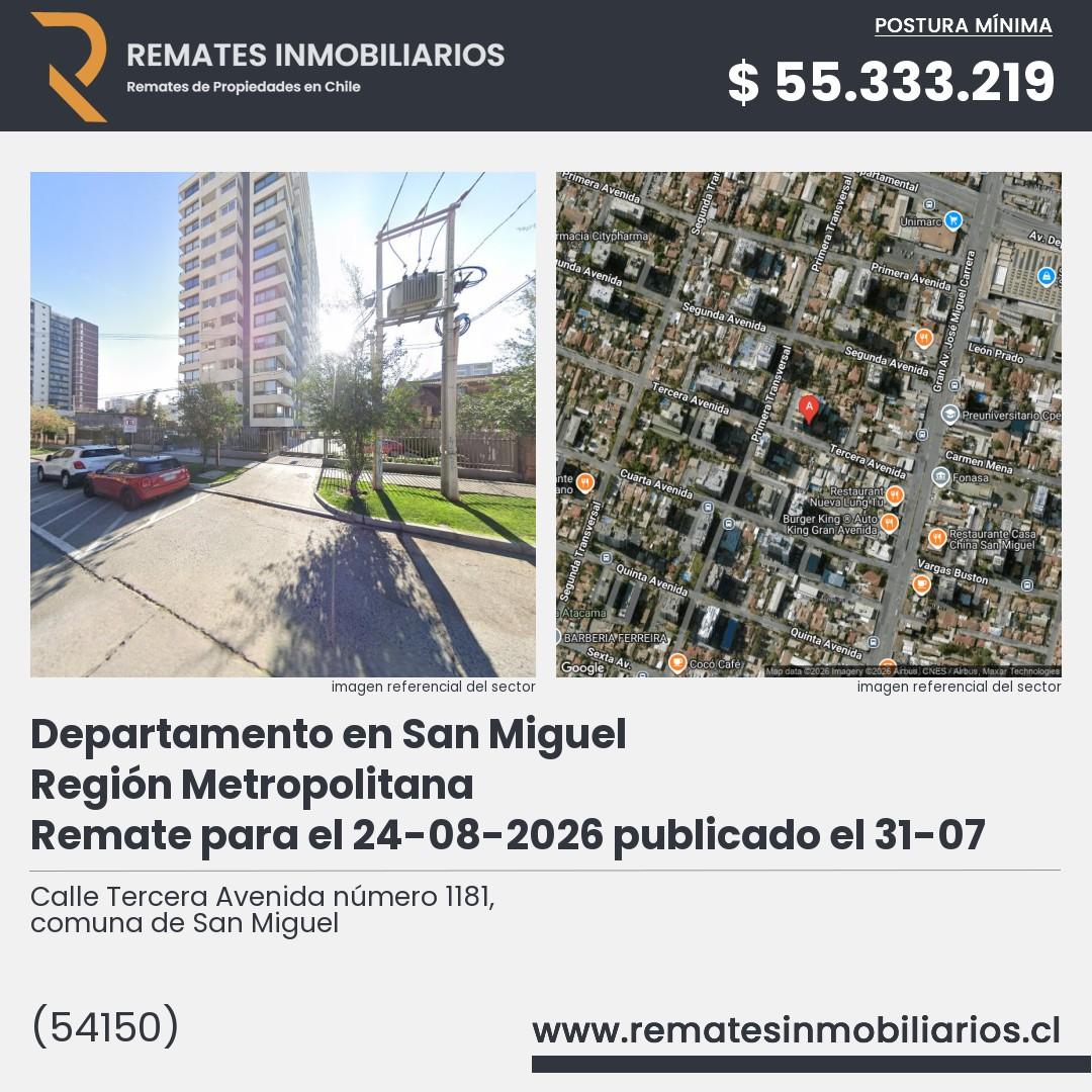 Imagen ficha Calle Tercera Avenida número 1181, comuna de San Miguel